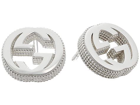 gucci interlocking silver stud earrings|gucci 18k white gold earrings.